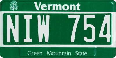 VT license plate NIW754