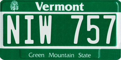 VT license plate NIW757