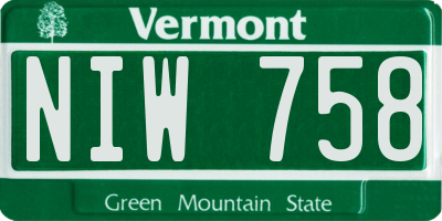 VT license plate NIW758