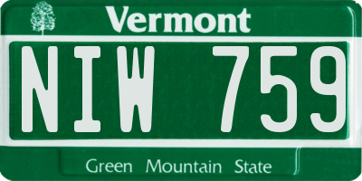 VT license plate NIW759