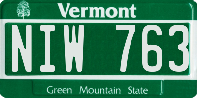 VT license plate NIW763