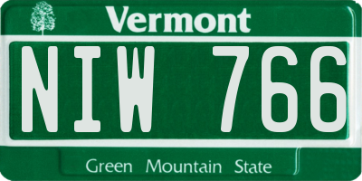 VT license plate NIW766