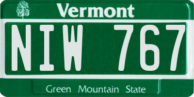 VT license plate NIW767