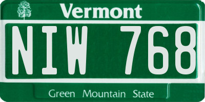 VT license plate NIW768