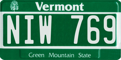 VT license plate NIW769