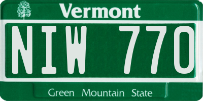 VT license plate NIW770