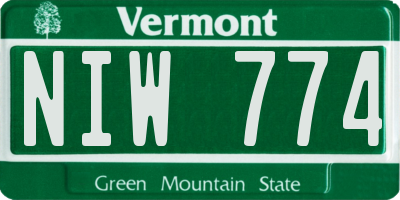 VT license plate NIW774