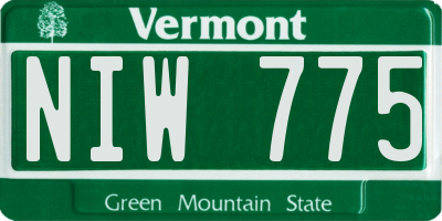 VT license plate NIW775
