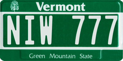 VT license plate NIW777