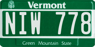 VT license plate NIW778