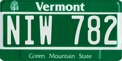 VT license plate NIW782