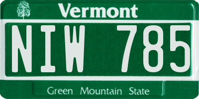 VT license plate NIW785