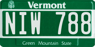 VT license plate NIW788