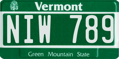 VT license plate NIW789