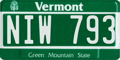 VT license plate NIW793