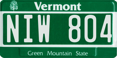 VT license plate NIW804
