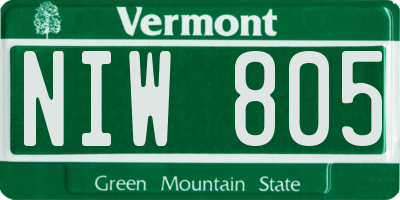 VT license plate NIW805