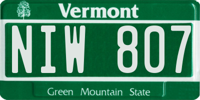 VT license plate NIW807