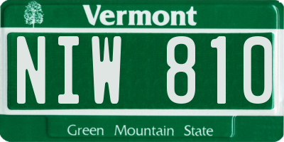 VT license plate NIW810