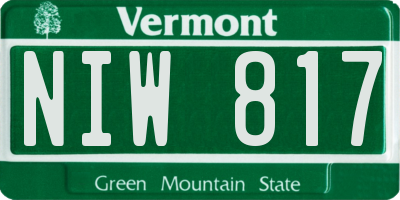 VT license plate NIW817