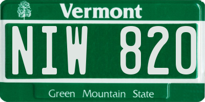 VT license plate NIW820