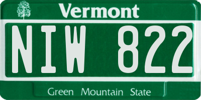 VT license plate NIW822