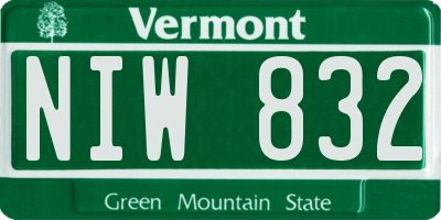 VT license plate NIW832