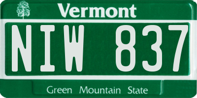 VT license plate NIW837