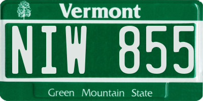 VT license plate NIW855
