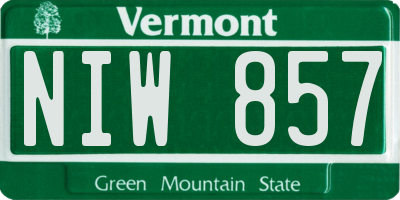 VT license plate NIW857