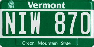 VT license plate NIW870
