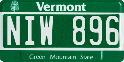 VT license plate NIW896