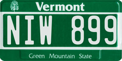 VT license plate NIW899