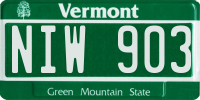 VT license plate NIW903