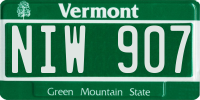 VT license plate NIW907