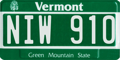 VT license plate NIW910