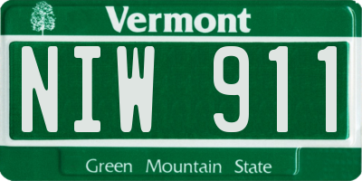 VT license plate NIW911