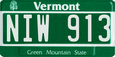 VT license plate NIW913