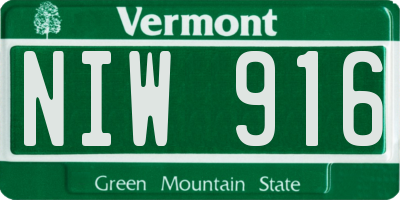 VT license plate NIW916