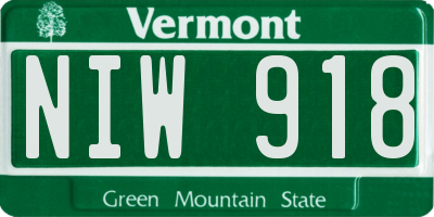 VT license plate NIW918