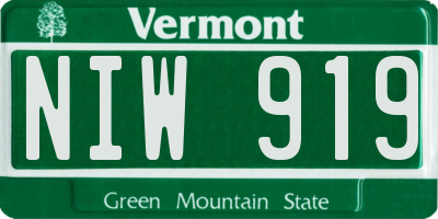 VT license plate NIW919