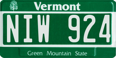 VT license plate NIW924