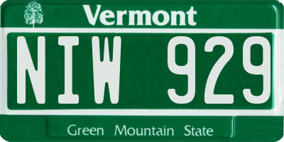VT license plate NIW929