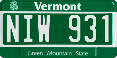 VT license plate NIW931