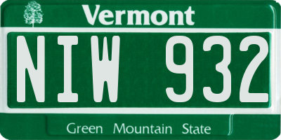 VT license plate NIW932