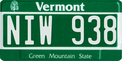 VT license plate NIW938