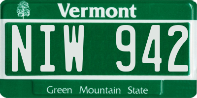 VT license plate NIW942