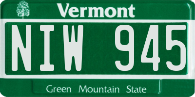 VT license plate NIW945
