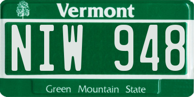 VT license plate NIW948