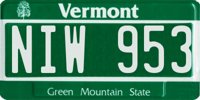 VT license plate NIW953